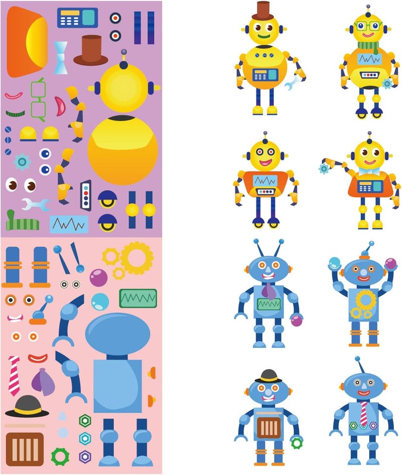 Konsait 48 Sheets Robot Stickers for Kids Make Your Own Robot Face Stickers  Perfect for Boys Girls Birthday Parties School Rewards - Image 5