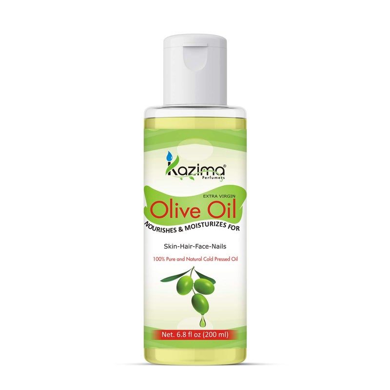 KAZIMA Olive Carrier Oil - 100% Pure & Natural Cold Pressed Carrier Oil for Acne Scars, Skin & Hair, 200 ml - Image 5
