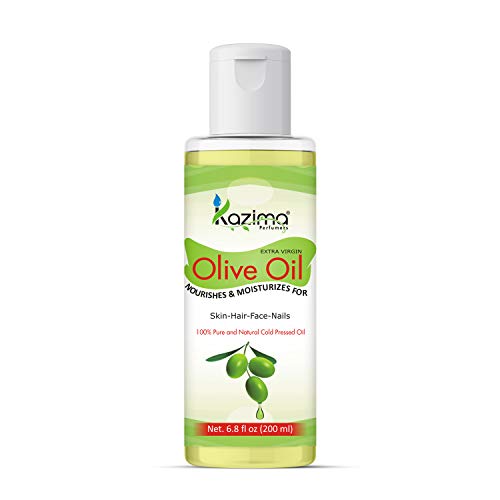 KAZIMA Olive Carrier Oil - 100% Pure & Natural Cold Pressed Carrier Oil for Acne Scars, Skin & Hair, 200 ml - Image 1
