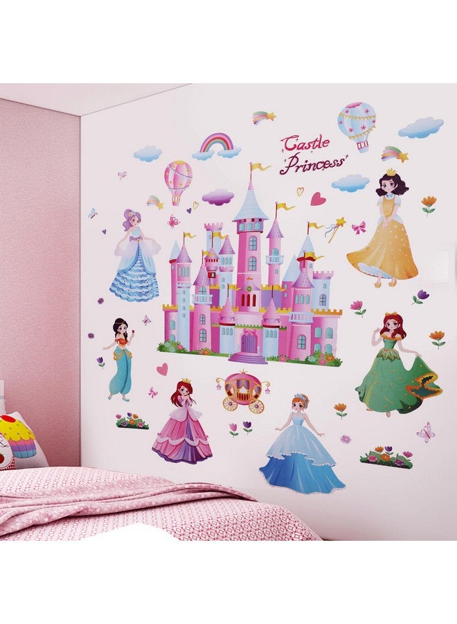 KIRIN Princess Castle Wall Decal, Pink Castle Wall Stickers Decor, Girls Bedroom Wall Stickers Decoration - Image 1