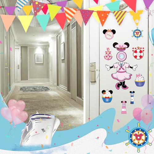 RiVolTa Mouse Cruise Door Decorations - 24 Pcs Large Ship Cabin Magnet Stickers Cute Blue Pink Mice Captain Sea Navigation Car Anchor Magnetic Decor for Holiday Carnival Party Stateroom Refrigerator - Image 2
