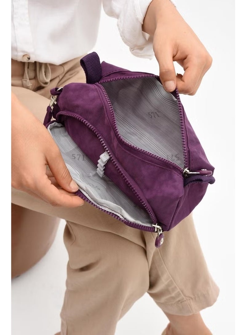 Duomino Water Repellent Multi-Pocket Crinkle Fabric Makeup Bag - Purple - Image 2