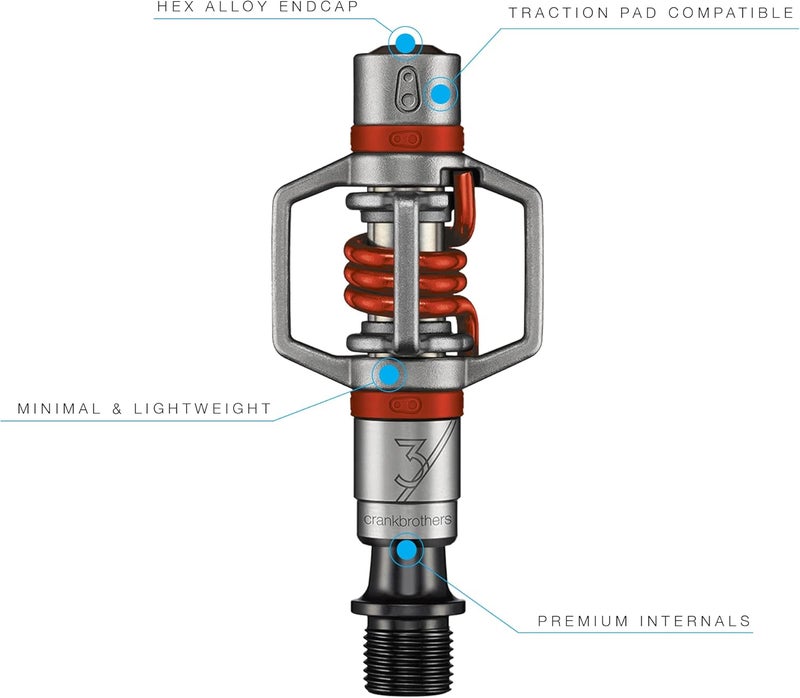 Crankbrothers Eggbeater-3 Clip-In Pedals - Stainless/Red, One Size - Image 3