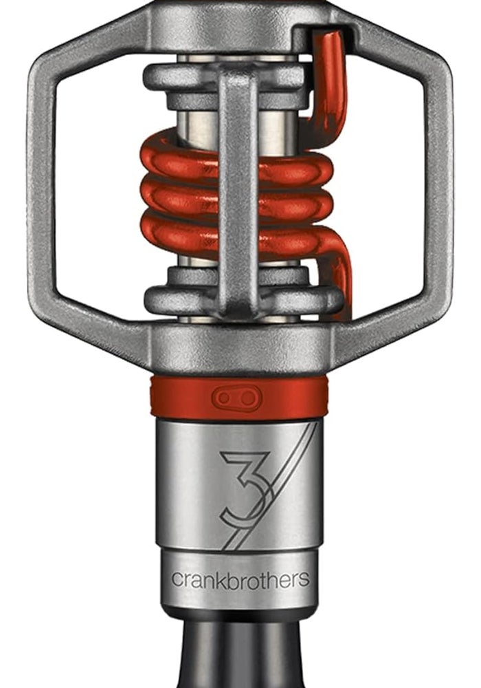 Crankbrothers Eggbeater-3 Clip-In Pedals - Stainless/Red, One Size - Image 1