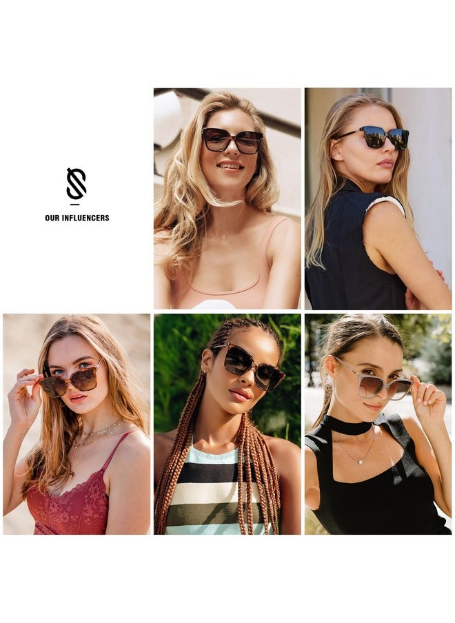 Sojos Fashion Square Sunglasses For Women Trendy Uv Protection Lens Womens Sunnies Sunglasses Sj2196, Greyish-Brown Tortoise Frame/Grey Grading Lens  - Image 2