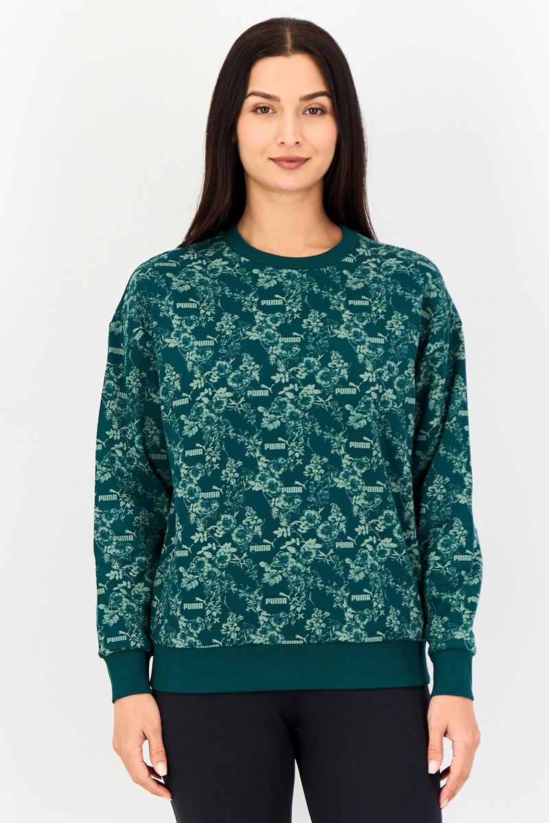 PUMA Women Sportswear Fit Long Sleeve Outdoor Sweatshirt, Green - Image 1