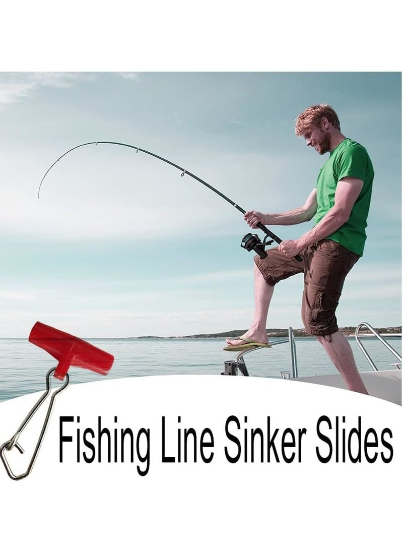 SOLARAE Fishing Line Sinker, 40 Pcs Slides T-shape Line, Fishing Finder Clip with Duo Lock Snapsfor Sea Fishing, Red - Image 5