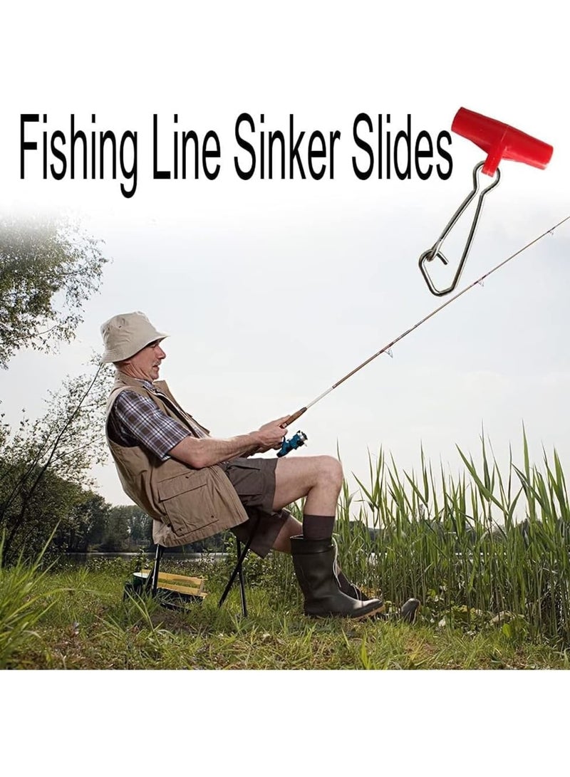 SOLARAE Fishing Line Sinker, 40 Pcs Slides T-shape Line, Fishing Finder Clip with Duo Lock Snapsfor Sea Fishing, Red - Image 4