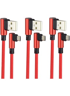 AAOTOKK (23cm/9inch 90 Degree Micro USB Cable Right Angle USB 2.0 A Male to Micro Male Fast Sync & Charging Cable for Android, Samsung, LG,Huawei, Smartphones & More(Red/3-Pack)
