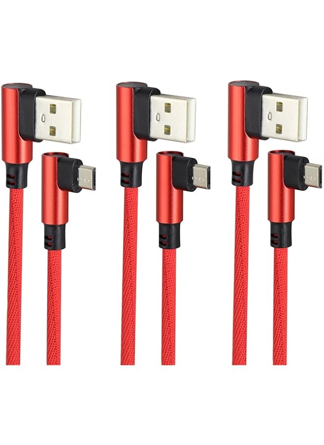 Generic - AAOTOKK (23cm/9inch 90 Degree Micro USB Cable Right Angle USB 2.0 A Male to Micro Male Fast Sync & Charging Cable for Android, Samsung, LG,Huawei, Smartphones & More(Red/3-Pack) - Image 1