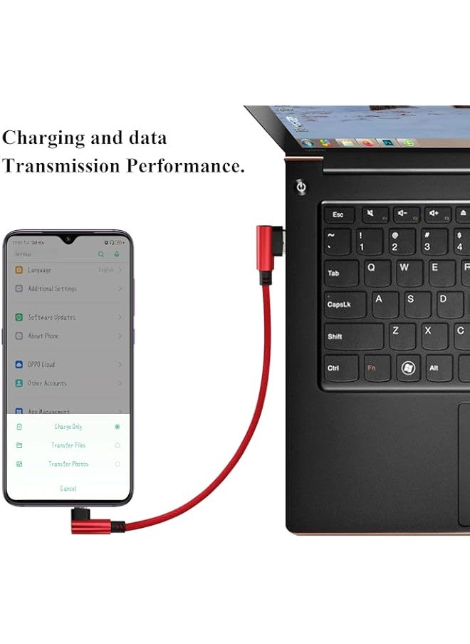 Generic - AAOTOKK (23cm/9inch 90 Degree Micro USB Cable Right Angle USB 2.0 A Male to Micro Male Fast Sync & Charging Cable for Android, Samsung, LG,Huawei, Smartphones & More(Red/3-Pack) - Image 1