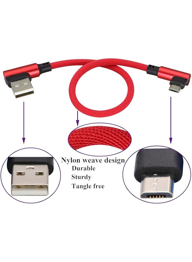 Generic - AAOTOKK (23cm/9inch 90 Degree Micro USB Cable Right Angle USB 2.0 A Male to Micro Male Fast Sync & Charging Cable for Android, Samsung, LG,Huawei, Smartphones & More(Red/3-Pack) - Image 1