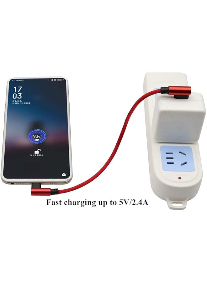Generic - AAOTOKK (23cm/9inch 90 Degree Micro USB Cable Right Angle USB 2.0 A Male to Micro Male Fast Sync & Charging Cable for Android, Samsung, LG,Huawei, Smartphones & More(Red/3-Pack) - Image 1