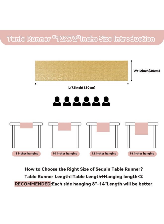 Sugargirl 10 Packs 12 x 72 inches Sequin Table Runner, Glitter Gold Table Runner for Birthday Party Supplies Wedding Holiday Celebration Event Decorations - Image 5