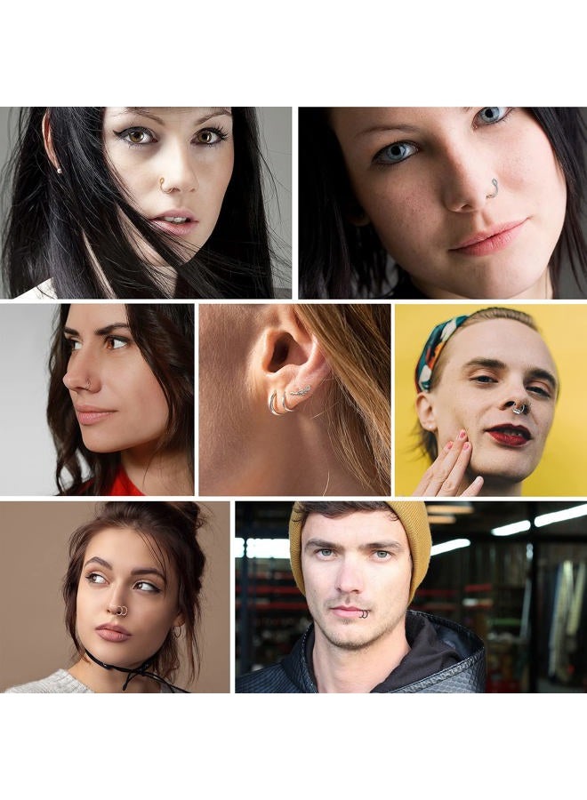 Yolev 9Pcs Fake Nose Rings Septum Piercings Stainless Steel Nose Ring Double Hoop Nose Ring Fake Septum Ring Faux Nose Rings for Women Fake, Stainless Steel, goldstone - Image 5