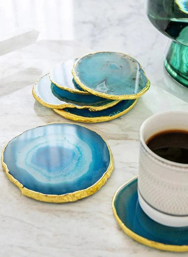 KNOT HOME Jemma Agate Decorative Coasters (6pcs) Knot Home Designer Accessory for Bedroom Living Dining Room Office Area Décor