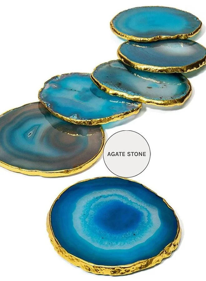 KNOT HOME Jemma Agate Decorative Coasters (6pcs) Knot Home Designer Accessory for Bedroom Living Dining Room Office Area Décor