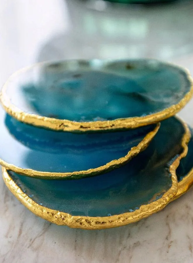 KNOT HOME Jemma Agate Decorative Coasters (6pcs) Knot Home Designer Accessory for Bedroom Living Dining Room Office Area Décor