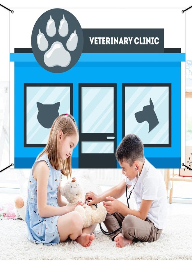 CSFOTO Polyester 6x3.6ft Veterinary Clinic Decorative Banner Blue Cartoon Pet Hospital Decorative Wallpaper Banner Cute Cat and Dog Pattern Pet Recovery Discharge Party Props Supplies Dog Photo Props - Image 5