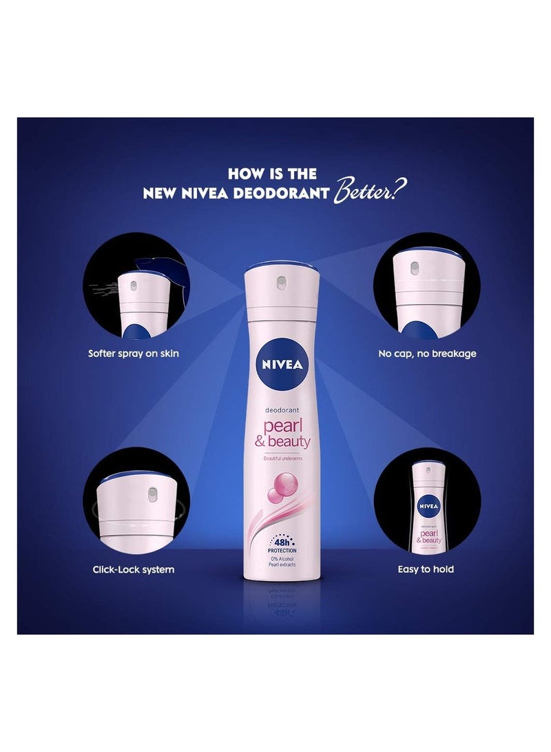 Nivea Pearl And Beauty Deodorant 150ml Pack of 3 3x150ml - Image 2