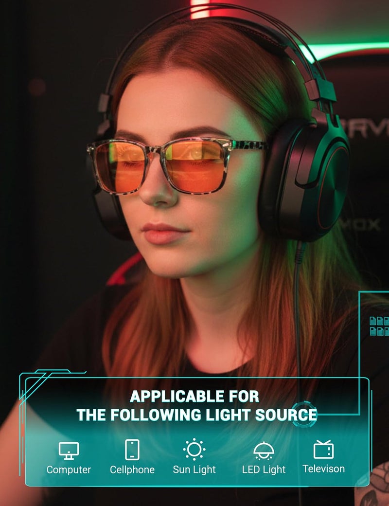 Blue Light Blocking Glasses Dual AR Coatings Amber Orange Lens for Computer Gaming - Image 3