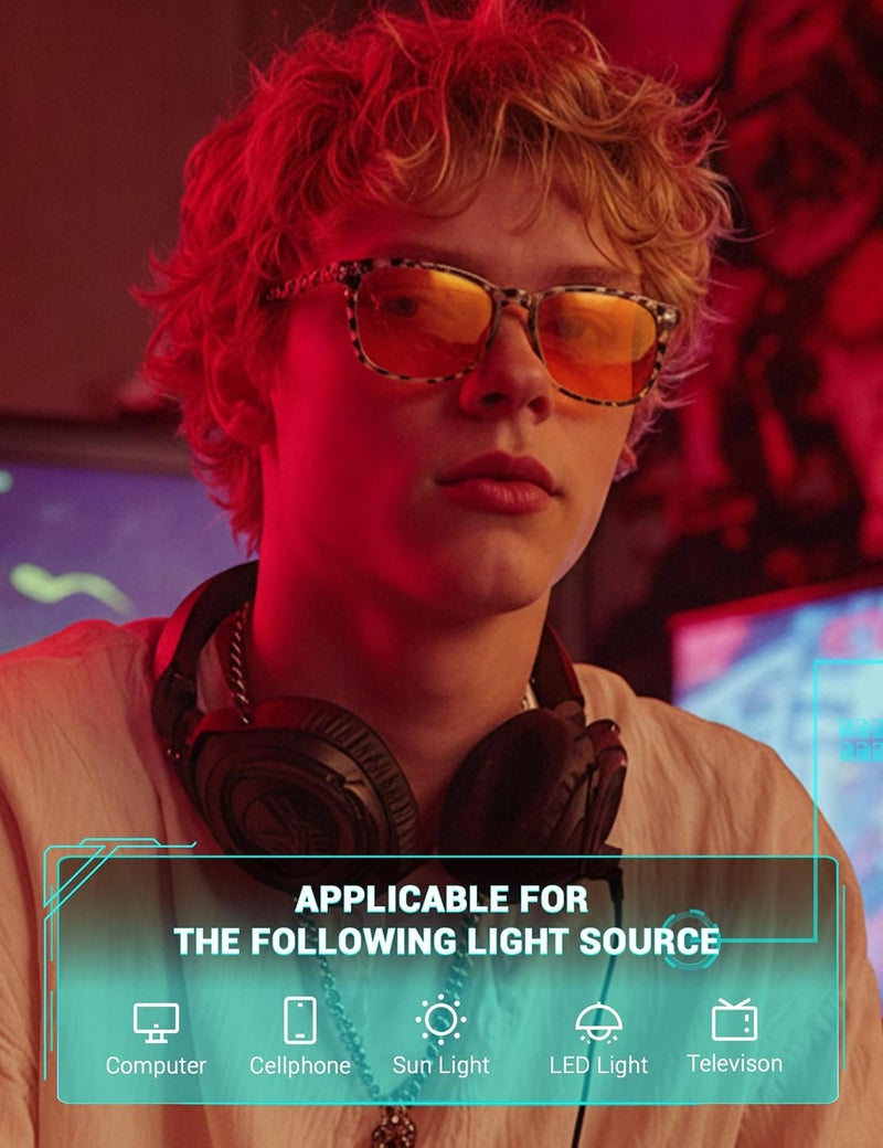 Blue Light Blocking Glasses Dual AR Coatings Amber Orange Lens for Computer Gaming - Image 2
