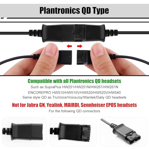 BTFO USB Adapter Cable, 49.2 Inch Long QD (Quick Disconnect) to USB Type A Plug USB-A Male Cable for Plantronics QD Headset Computer Laptop PC Soft Phone Mac Windows Linux Skype - Image 5