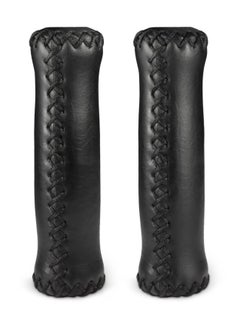 KASTWAVE Cruiser Bike Handlebar Grips, Anti-Slip & Comfortable Black Vinyl Leather Grips in 13.5cm with Hand-Stitched Seam for 22.2mm (7/8") Beach Cruiser Bicycle Handlebar for Woman & Man  - Image 1