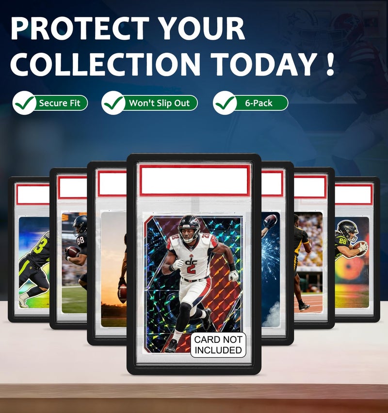 YZtree Card Guard for PSA: 6 Pack Flexible Slab Bumper for Graded Card Cases, Shock-Absorbing, Anti-Scratch Edge & Corner Guard for Standard PSA Slabs, Black - Image 4