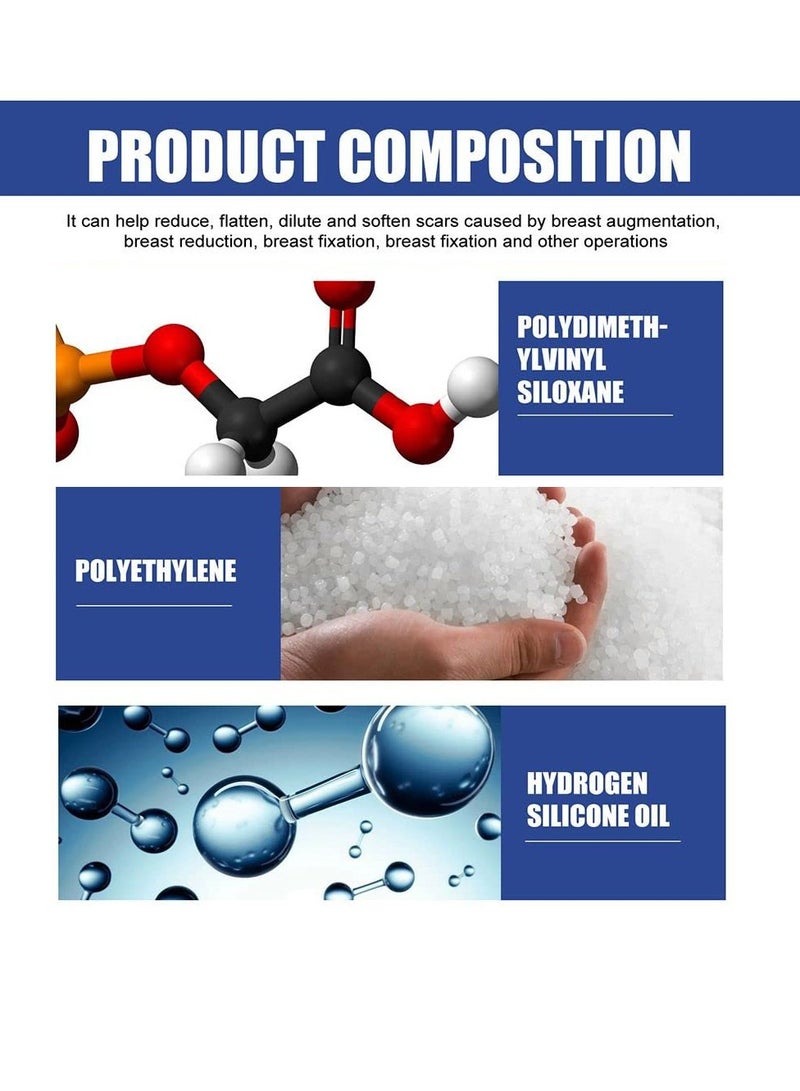 Excefore شرائح سيليكون لعلاج الندبات، شريط سيليكون قابل لإعادة الاستخدام والغسل، علاج إزالة ندبات الجراحة، شرائح سيليكون طبية للثدي، 4 شرائح لينة حول الهالة و4 رقع للعناية - Image 3
