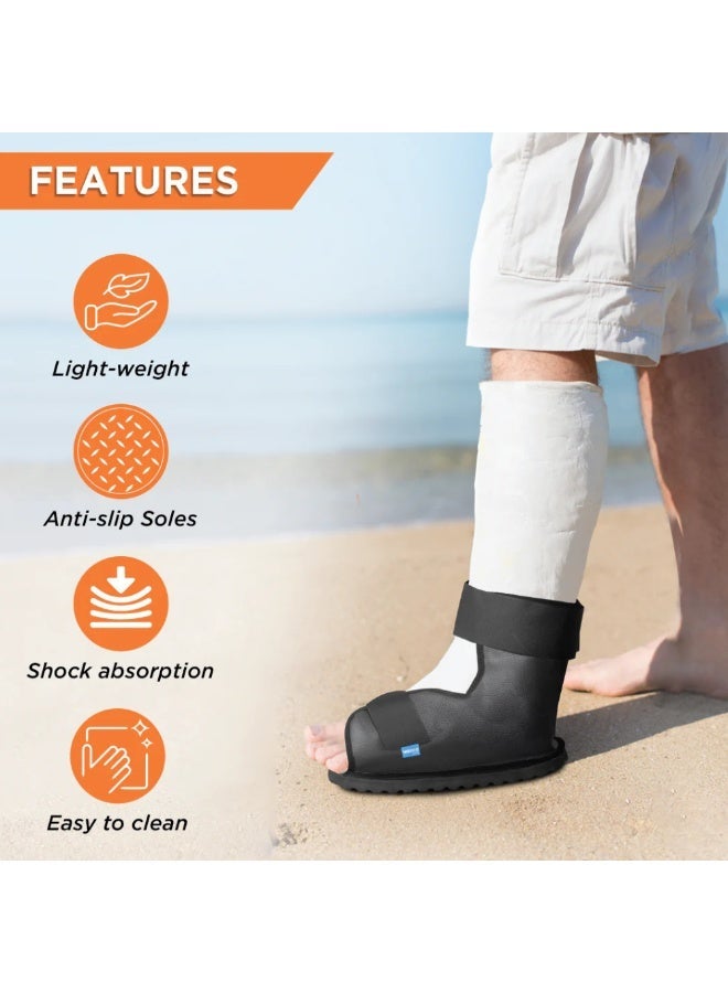 VISSO Cast Shoe | Waterproof Plaster Covering Shoe | Prevents Wear & Tear of Foot Cast Cover (Grey) – Adjustable Post-Op Walking Boot for Broken Foot, Ankle Surgery & Orthopedic Recovery – Men & Women Large - Image 3