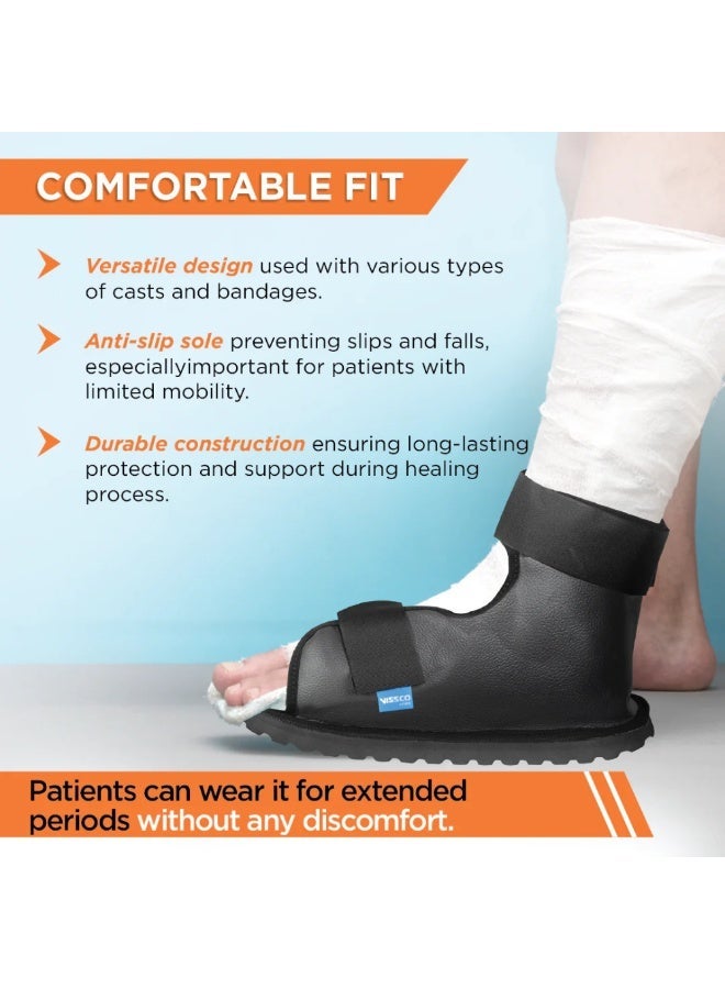 VISSO Cast Shoe | Waterproof Plaster Covering Shoe | Prevents Wear & Tear of Foot Cast Cover (Grey) – Adjustable Post-Op Walking Boot for Broken Foot, Ankle Surgery & Orthopedic Recovery – Men & Women Large - Image 4