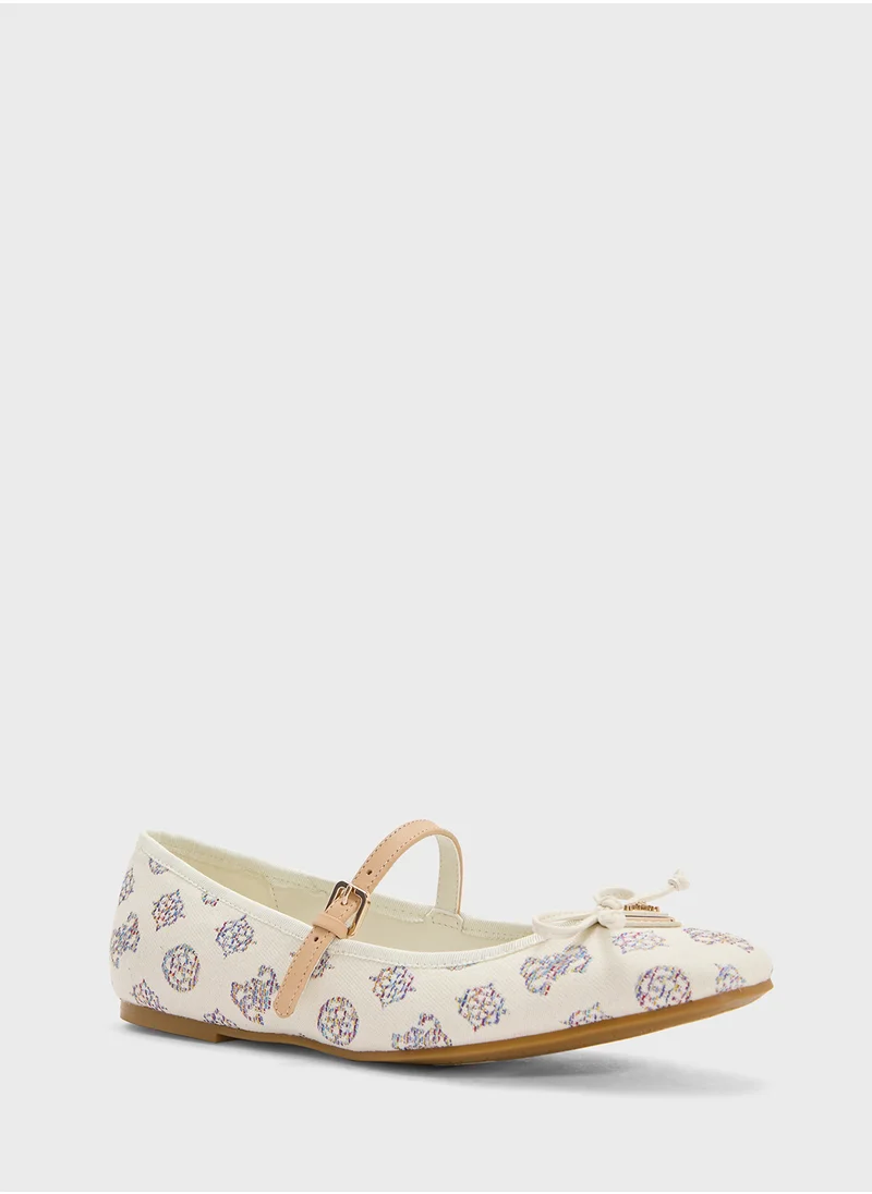 GUESS Bow Detailed Strappy Ballerinas