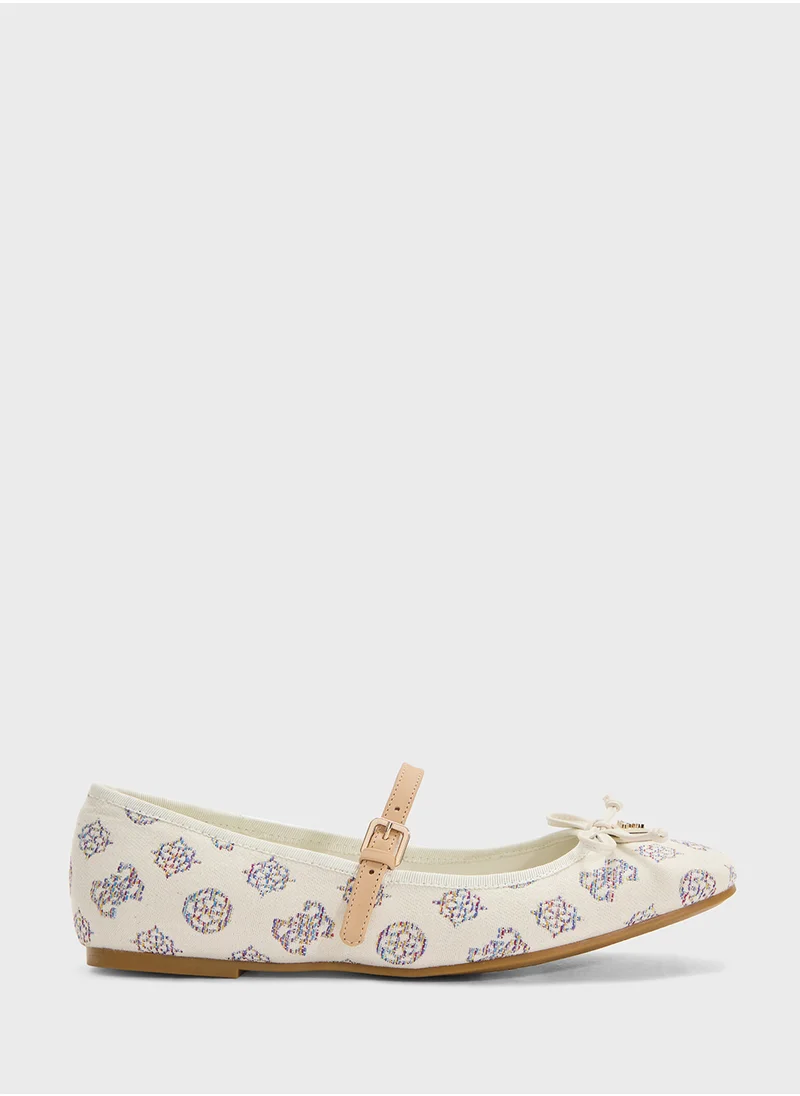 GUESS Bow Detailed Strappy Ballerinas