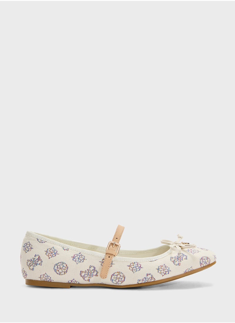 GUESS Bow Detailed Strappy Ballerinas  - Image 1