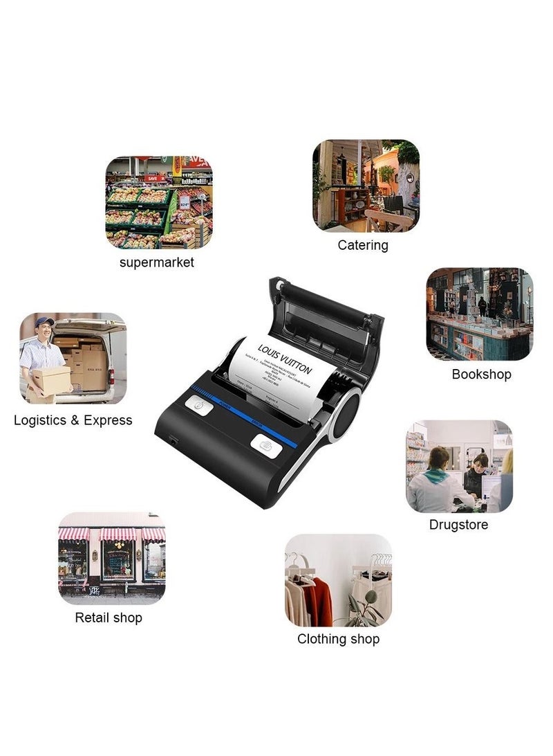 مايلستون طابعة إيصالات حرارية لاسلكية صغيرة ومحمولة بجودة بلوتوث عالية مقاس 80 مم للموبايل + حقيبة - Image 5