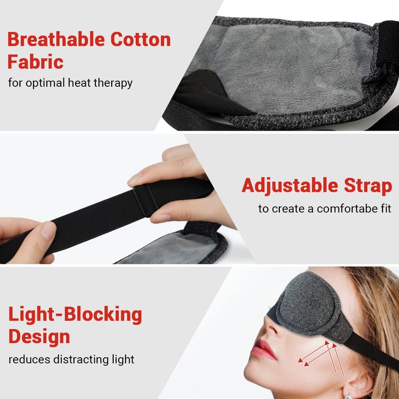 Dr. Prepare DR.PREPARE Heated Eye Mask, USB Eye Mask for Dry Eyes with Temperature & Timer Control, Earplugs, Warm Eye Compress Heating Pad for Sleep, Dry Eyes, Blepharitis, Dark Circles, MGD and Puffy Eyes - Image 5