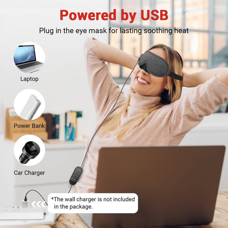 Dr. Prepare DR.PREPARE Heated Eye Mask, USB Eye Mask for Dry Eyes with Temperature & Timer Control, Earplugs, Warm Eye Compress Heating Pad for Sleep, Dry Eyes, Blepharitis, Dark Circles, MGD and Puffy Eyes - Image 4
