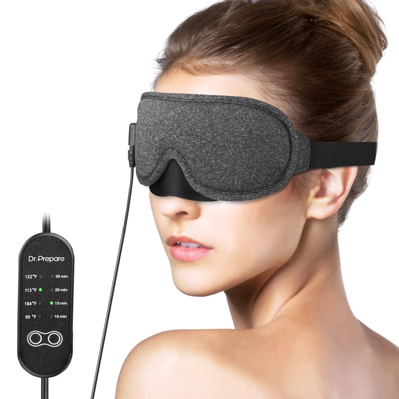 Dr. Prepare DR.PREPARE Heated Eye Mask, USB Eye Mask for Dry Eyes with Temperature & Timer Control, Earplugs, Warm Eye Compress Heating Pad for Sleep, Dry Eyes, Blepharitis, Dark Circles, MGD and Puffy Eyes - Image 1
