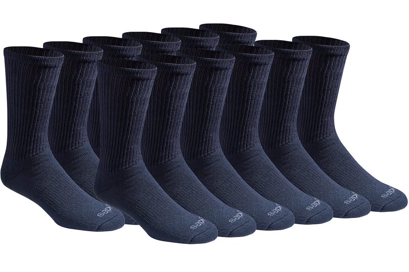 Dickies Men's Dri-Tech Essential Moisture Control Crew Socks Multipack, Solid Navy (12 Pairs), Large - Image 3