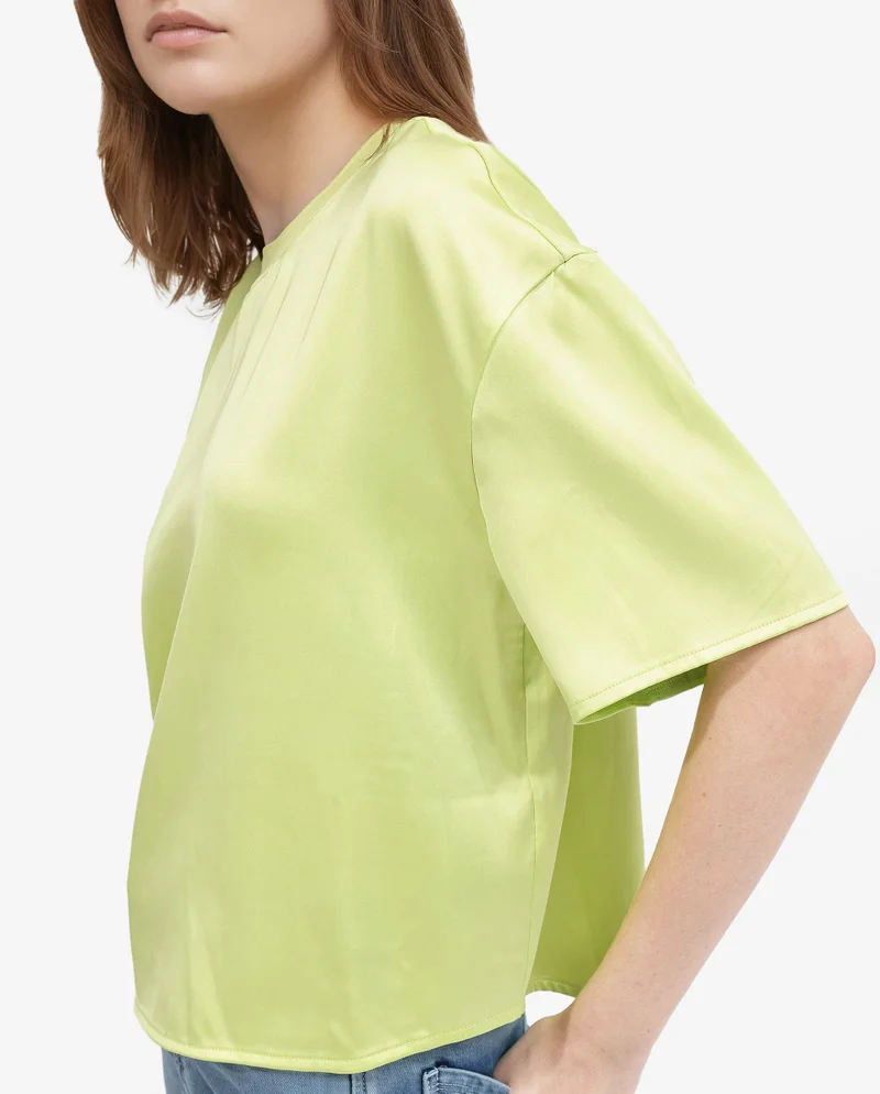 Rareism Women's Short Sleeve Top With Ribbed Neck