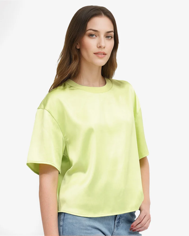 Rareism Women's Short Sleeve Top With Ribbed Neck