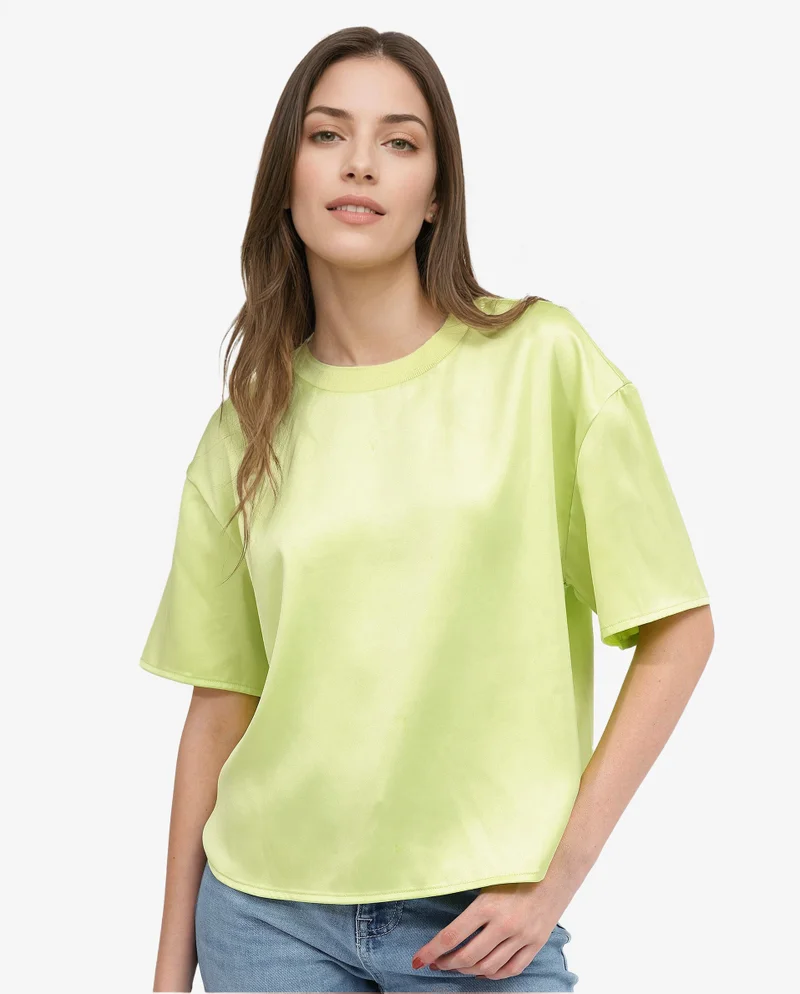 Rareism Women's Short Sleeve Top With Ribbed Neck
