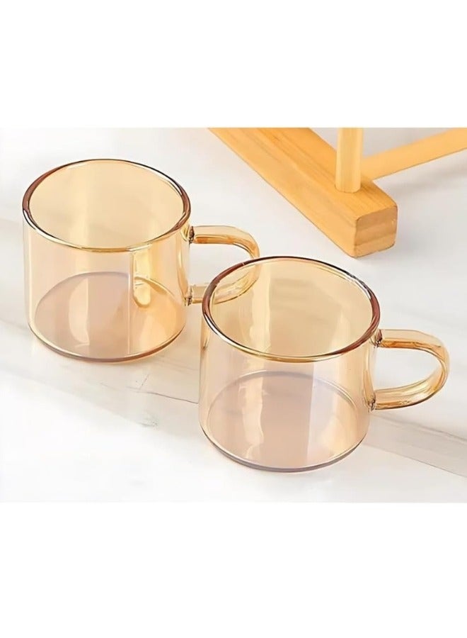 7-Piece Set of 1L Teapot, 6 100ml Cups, and Wooden Cup Holder with Crystal Engraved Design - Honey - Image 4