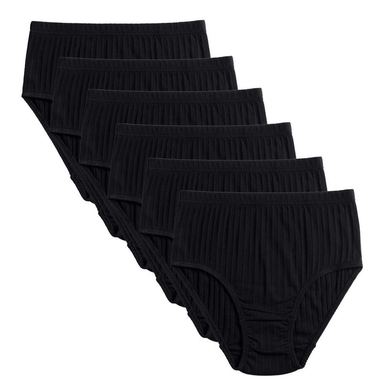 KNITLORD Women's Plus Size Underwear Cotton 6 Pack Comfort Briefs Panties (4XL, Black 6pk) - Image 1