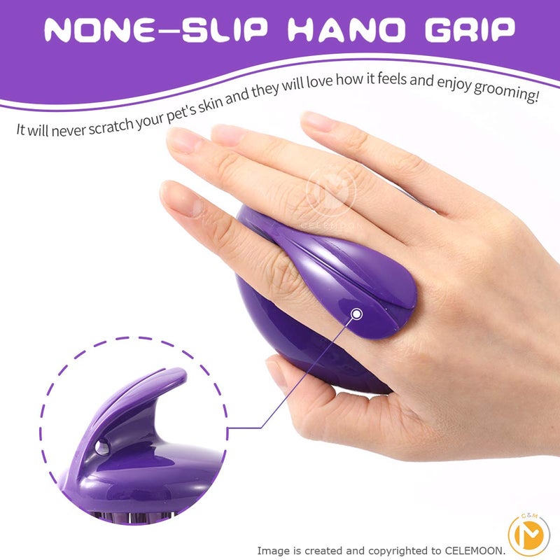 Celemoon Ultra-Soft Silicone Washable Cat Grooming Shedding Massage/Bath Brush (Purple) - Image 2