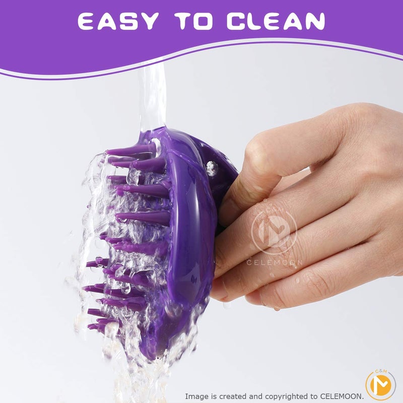 Celemoon Ultra-Soft Silicone Washable Cat Grooming Shedding Massage/Bath Brush (Purple) - Image 5