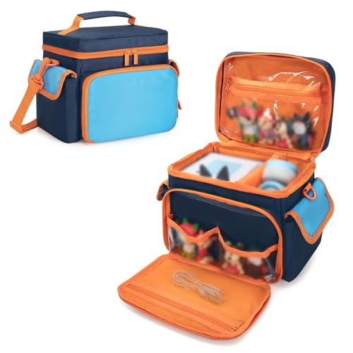GRAOSO Carrying Case Compatible with Tonies 21 Storage Bag Organizer for Audio Player Starter Set Figures Headphones Charging Station Accessories with Shoulder Strap and Handle Blue Case Only - Image 1