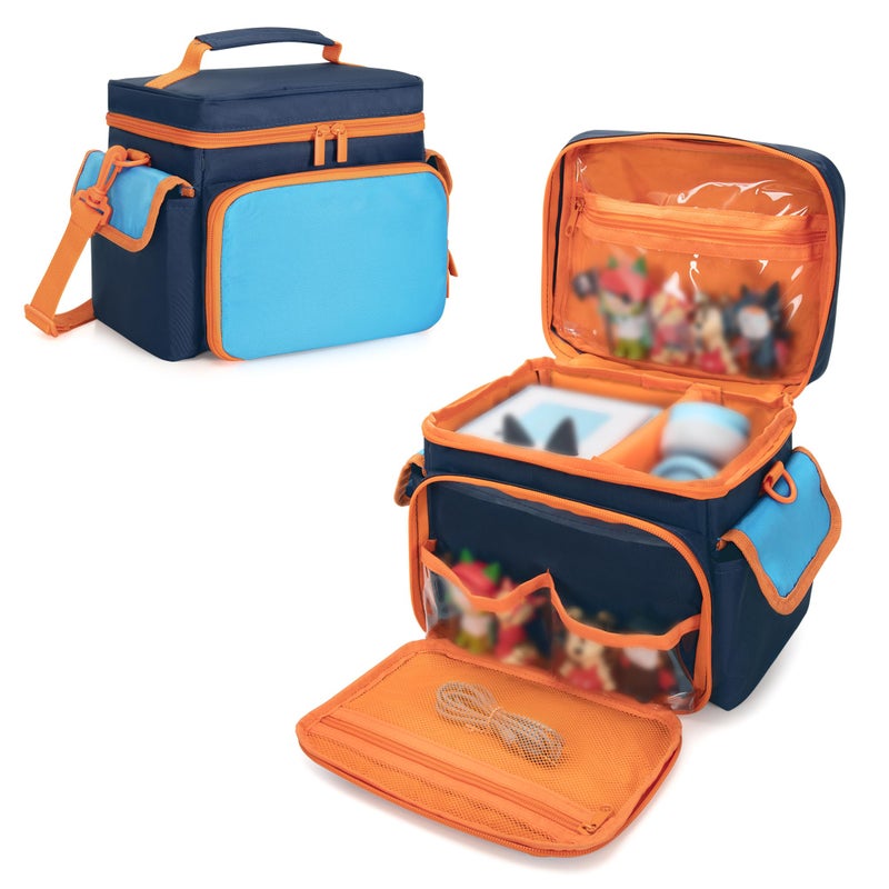 GRAOSO Carrying Case Compatible with Tonies 21 Storage Bag Organizer for Audio Player Starter Set Figures Headphones Charging Station Accessories with Shoulder Strap and Handle Blue Case Only - Image 2