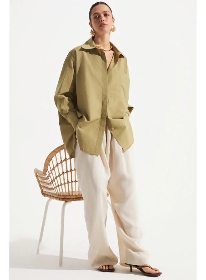 JUNE June Viscose Blend Flowy Trouser Stone
